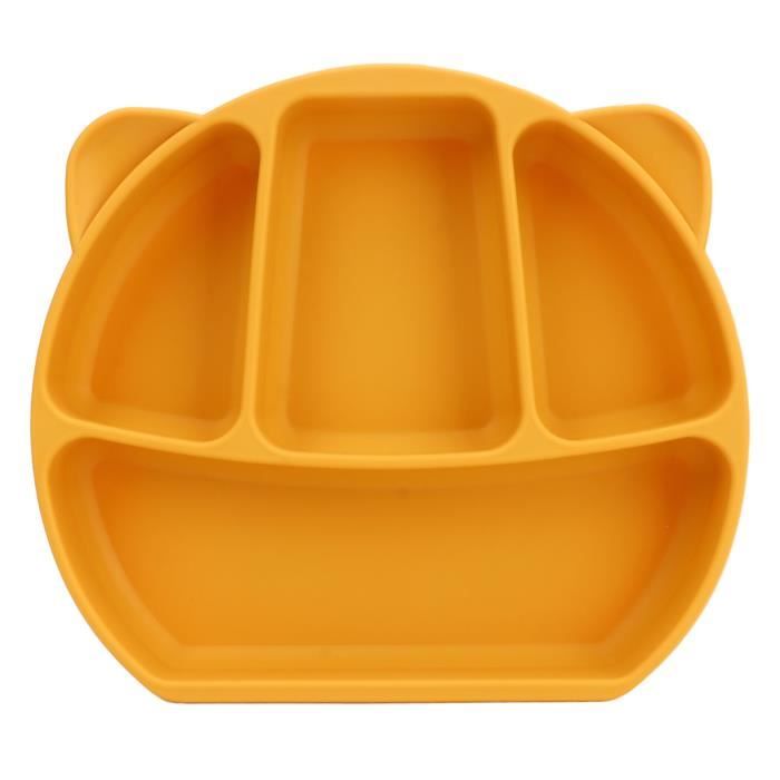 Muchmellow Assiette Silicone Bébé Sevrage 3 Compartiments + Ventouse Anti-Chute Brevetée - Sans BPA, Fabriqué Italie, Lave-Vaisselle (Rouge)