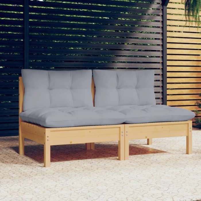 vidaXL Bois de Pin Solide Canapé 2 Places de Jardin et Coussins Canapé dExtérieur Meuble de Terrasse Meuble dExtérieur 3095991 - vue 5