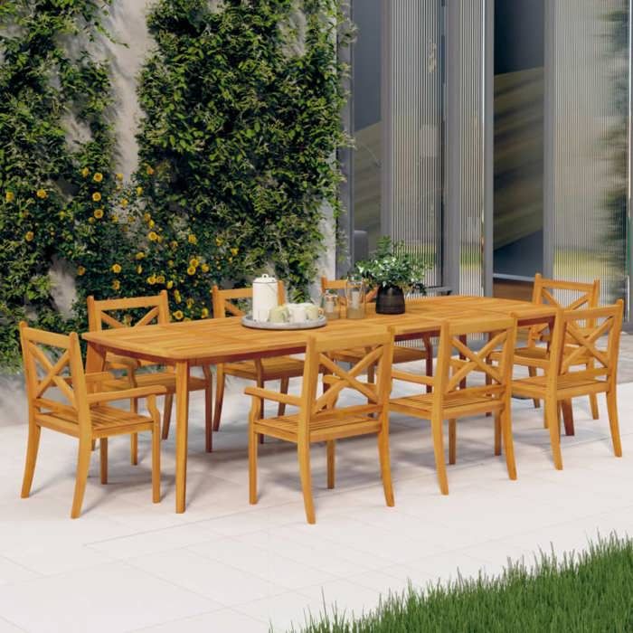 vidaXL Chaises d'extérieur en acacia 8 pcs Coussins - vue 8