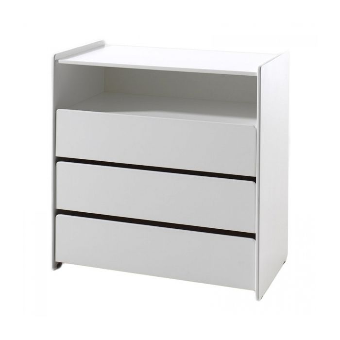 KIDDY Commode 3 tiroirs 1 niche 90cm Blanc