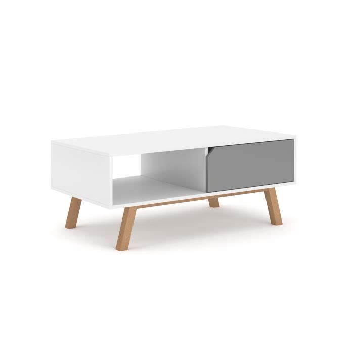 table basse vivaldi - tokio tk5 - 110 cm - blanc mat / gris mat - design contemporain