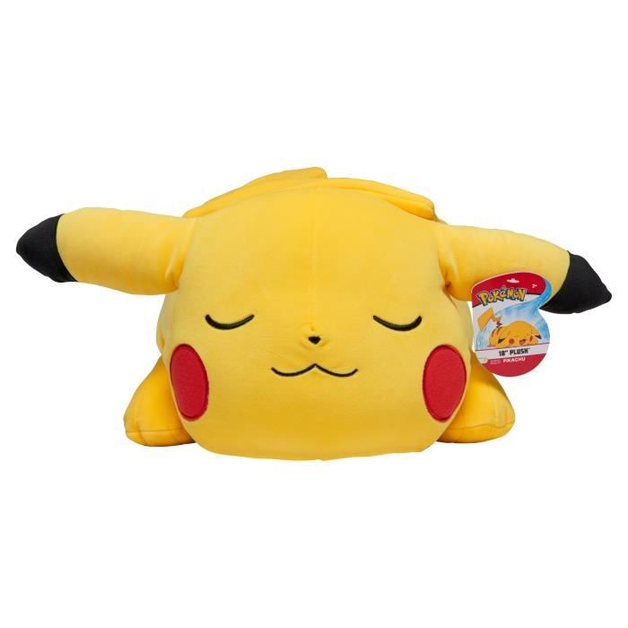 Peluche endormie Pokémon Pikachu - Peluche premium de 35 cm en pose endormie