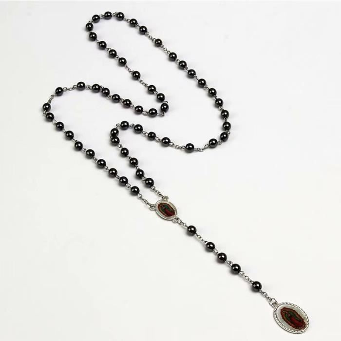 Parure Chapelet En Pierre D'Hématite - Collier + Bracelet (65 Cm) - Noir - Neuf Avec étiquettes - Déstockage