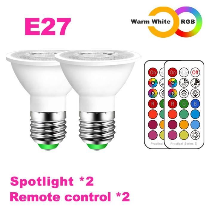 AMPOULE LED,E27 Warm White x2Gu10 Lampe À Led E27 Intelligent Ampoule