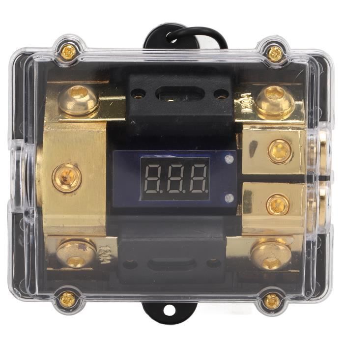 Distributeur Audio de Voiture, 1 en 2 Sorties Répartiteur de Distribution de Masse D'alimentation en Cuivre Universel pour Audio de Voiture Cordon de Calibre 0/2 100A