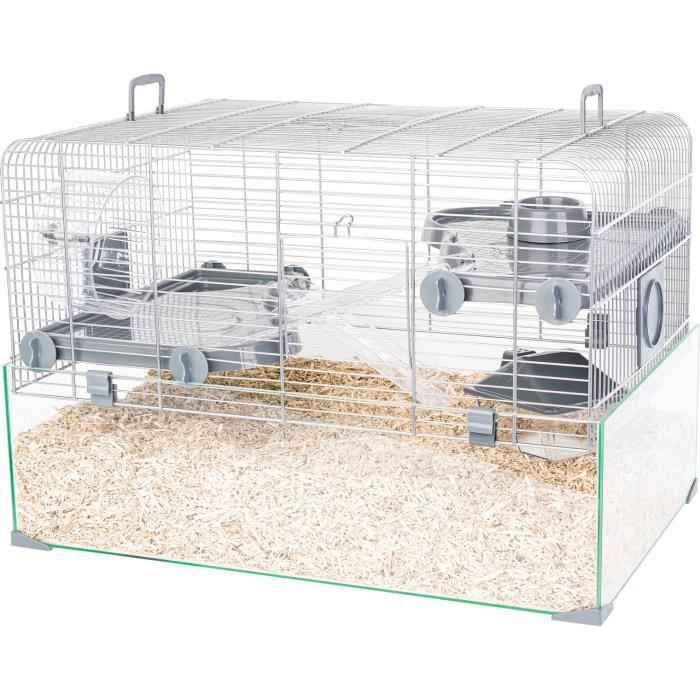 Cage pour Hamster Souris Petit Animaux Rongeur avec Tunnel Mangeoire Roue  Jouet 47 x 30 x 59 cm cm Bleu 47x30x59cm - Cdiscount