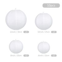 LIHAO 20 Pièces Lampions Papier Blanc Avec LED - Lanternes Ronde 6 8 10 12 Pouces Pour Décoration Mariage Et Maison
