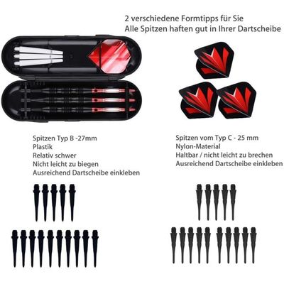 Flechette Pointe Plastique 20g WIN.MAX Lot 12 Fléchettes Professionnelles 18g - Pointes Plastique Pour Cibles Électroniques Flechettes Pour Cible Electronique