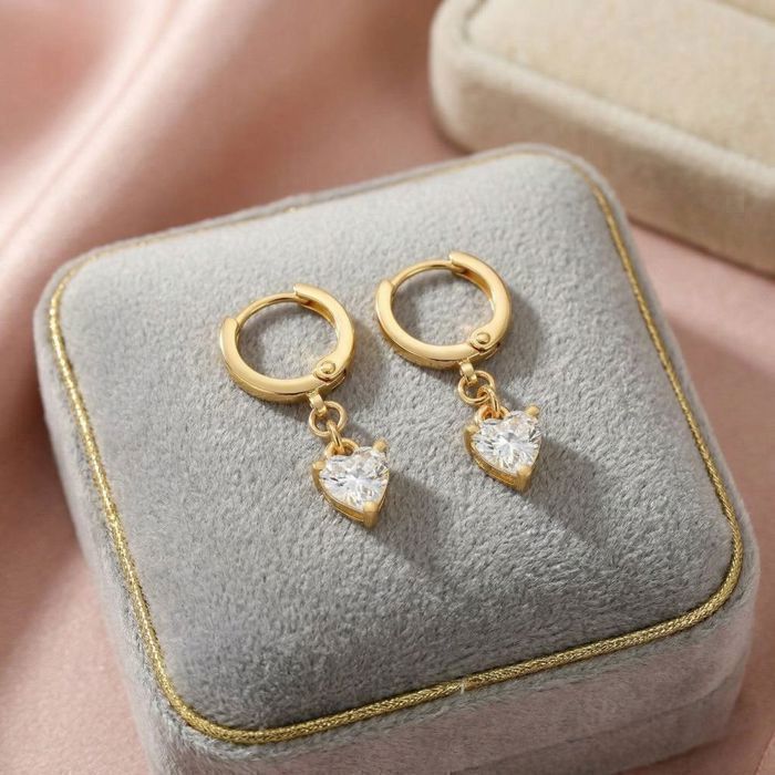 Boucles d'oreilles Coeurs Double, Plaqué Or Jaune - Bambins