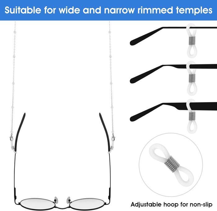 Tbe Lunettes Sangle Tour de Cou Cordon d'arrêt de chaîne Support, 5pcs Enfants Homme Lunettes de Support Sangle élaique en néoprène Lunettes Cordon Support de Corde de Corde