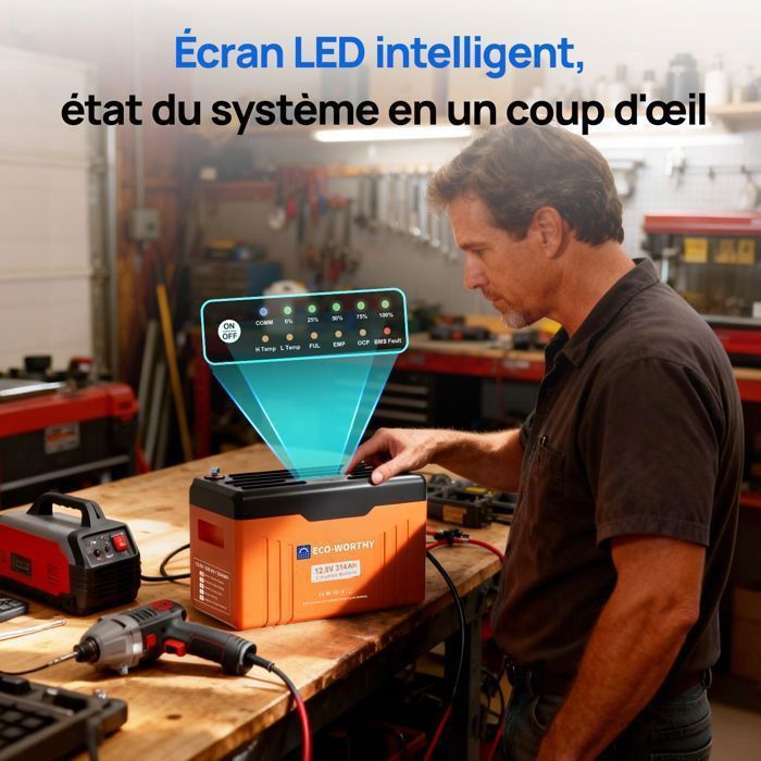 Batterie Lithium LiFePO4 12V 30Ah - Légère 3.5kg - 3000+ Cycles - Pour Camping-car, Bateau Et Solaire