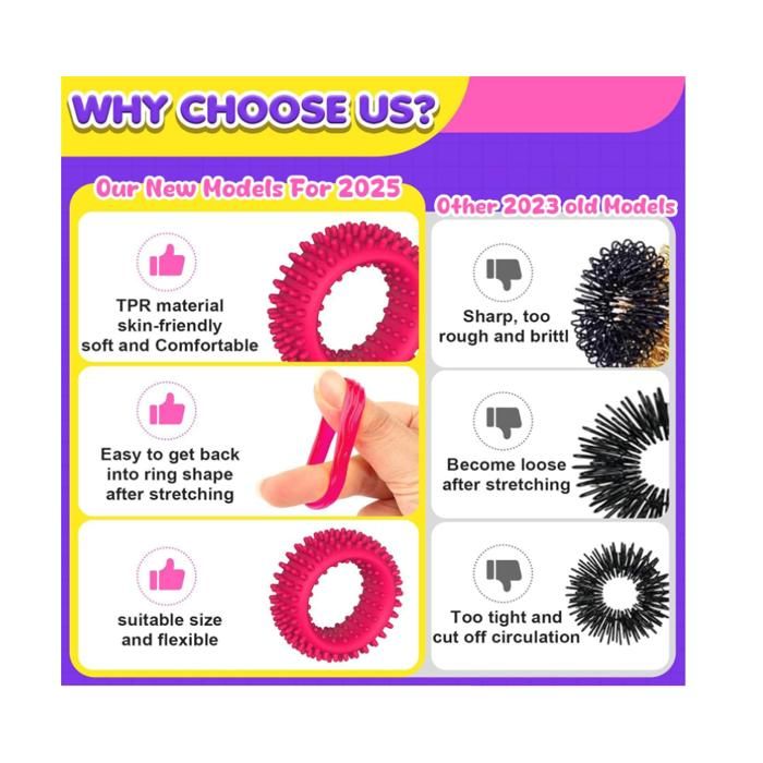 Lot 12 Anneaux Fidget Sensoriels En Silicone - Anti-Stress Pour Enfants - Soulage L'Anxiété