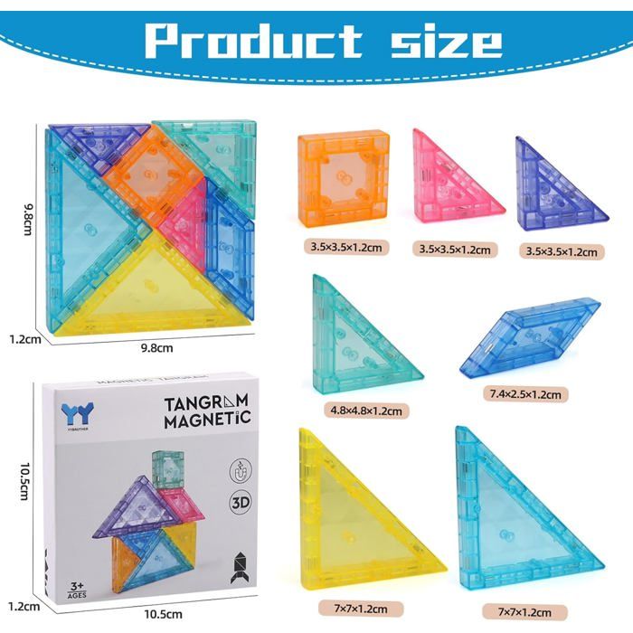 Puzzle Tangram Magnétique – Formes Géométriques 3D – Voyage – Dès 3 Ans – Cadeau Éducatif
