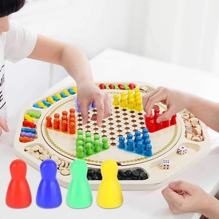 Lot de pions en bois, pions pour jeu Ludo, pion jeux de société