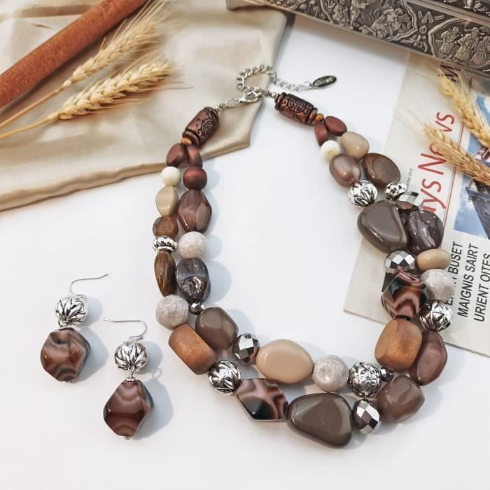 Collier 2 Rangs À Grosses Perles Pour Femme[n11357] - Achat / Vente ...