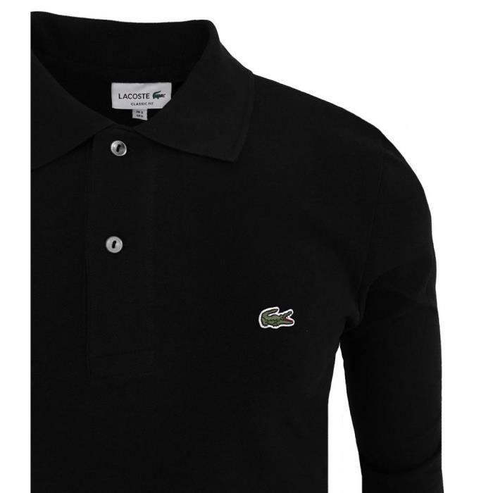 Lacoste - Polo manches longues à logo - Noir