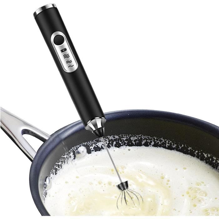 YARRAMATE Mousseur à lait portatif rechargeable en acier inoxydable avec support, fouet électrique réglable à 3 vitesses avec 2 fouets en acier inoxydable, mélangeur de boissons pour café, latte