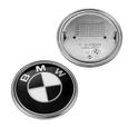 KIT 7 Badge LOGO Embleme BMW Noir Gris Capot + Coffre 74mm +Volant + 4 centre de roue-2