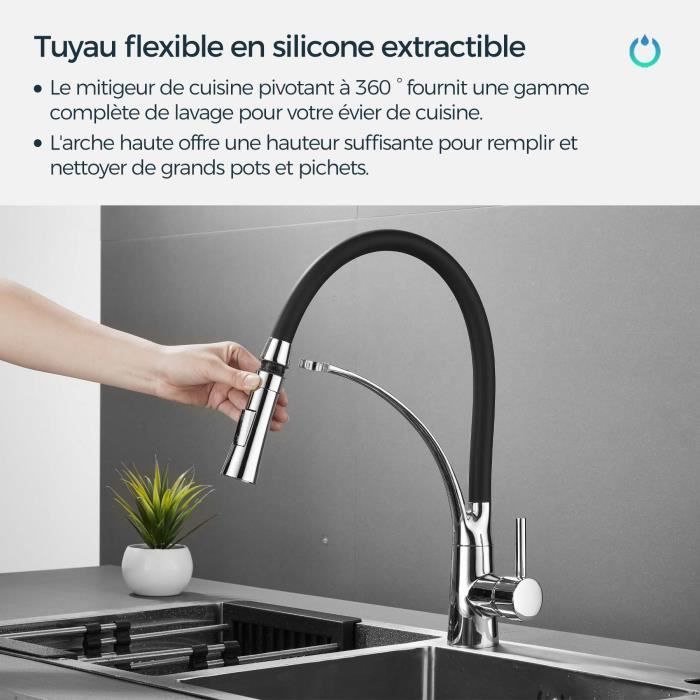 Generic robinet mitigeur cuisine avec bec flexible 360. Mitigeur évier  cuisine à prix pas cher