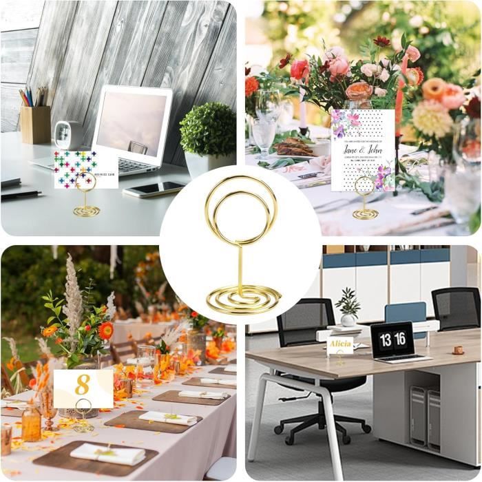 RHQFDM Lot De 20 Porte-cartes De Table En Métal Doré - Mini Porte-numéro De Table - Petit Porte-carte De Table Rond Doré - Pour Restaurant, Fête, Mariage - Décoration