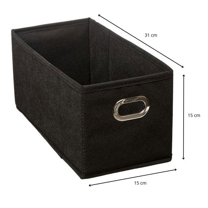 Lot de 2 Boites de rangement en tissu l.31 x h. 15 cm - Gris foncé Lot de 2 Boites de rangement en tissu l.31 x h. 15 cm - Gris foncé