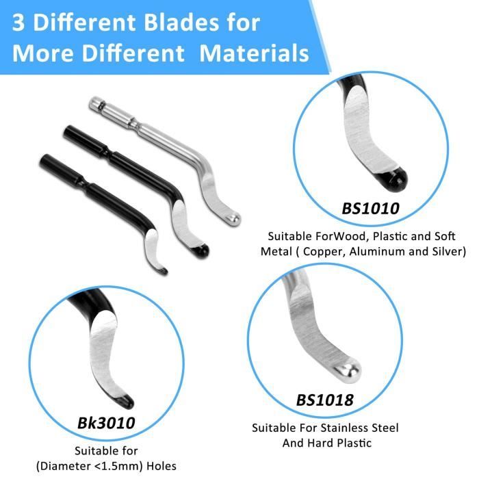 Kit Ébavureur Manuel Avec 10 Lames - Pour Métal, Plastique & Impression 3D - Outil Rotatif 360°