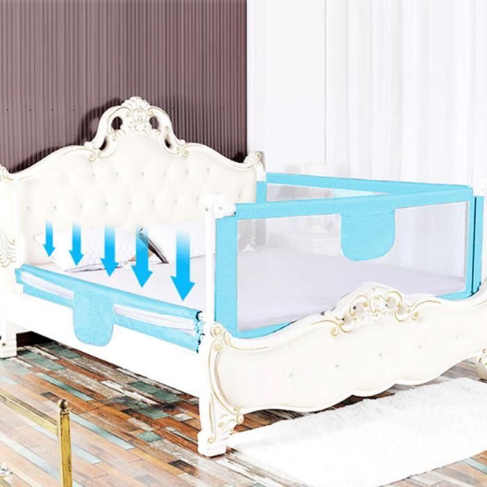 Lot De 2 Barrières De Lit Pour Enfant Réglables En Hauteur 60cm - Protection Anti-Chute 120cm Gris Lin - Sécurité Sommeil Bébé
