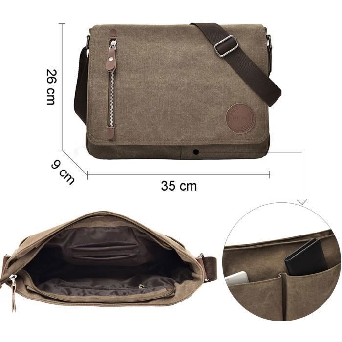 24€07 sur Sacs d'épaule Homme Sac Bandoulière Rétro Vintage Besace pour  Voyage Loisir Bureau Quotidien Ecole - Sac à bandoulière - Achat & prix