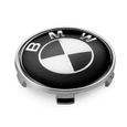KIT 7 Badge LOGO Embleme BMW Noir Gris Capot + Coffre 74mm +Volant + 4 centre de roue-3