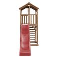 AXI Beach Tower Aire de Jeux avec Toboggan en rouge & Bac à Sable | Grande Maison enfant extérieur en marron | Cabane de Jeu en Bois-3