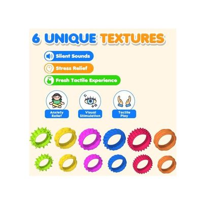 16 Anneaux Fidget Sensoriels En Silicone – Anti-Stress Pour Enfants – Idéal Pour La Classe Et La Maison