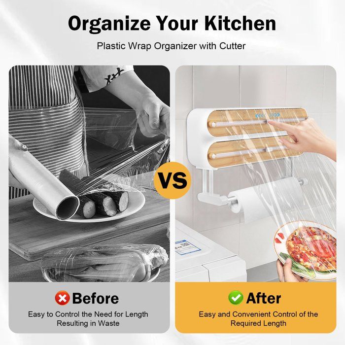 Range-film Magnétique Avec Coupeur – Organise Papier Aluminium, Film étirable, Papier Cuisson – Gain De Place Cuisine