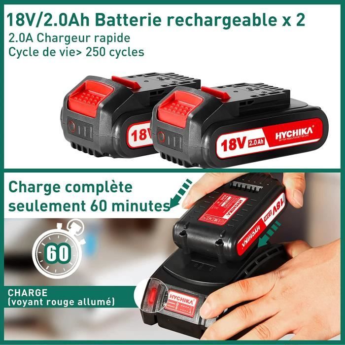 Visseuse à chocs sans fil NEMURA 20V + 2 batteries 2Ah + chargeur rapide +  malette de rangement avec embouts