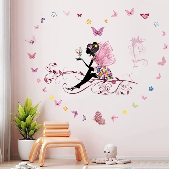 Stickers Muraux Chambre Fille Autocollant Mural Fée Champignon Papillon  Elfes Deco Murale Convient Pour Chambre Enfant Bebe G[J3321] - Cdiscount  Maison