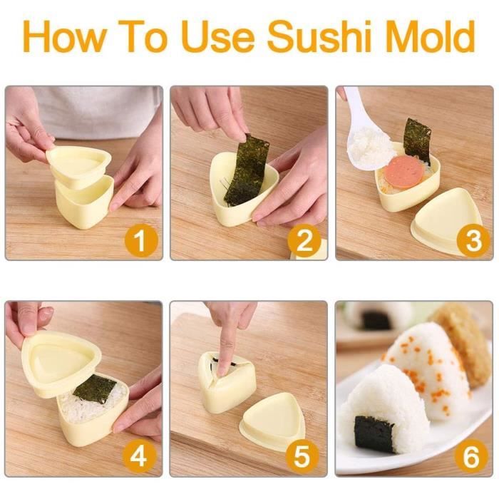 Triangle Moule Sushi, BKJJ 8 Pcs Moules Sushi Triangulaires, Boule de Riz  Moule, Onigiri Triangle Sushi, Sushi Maker Tool Set [73] - Cdiscount Maison