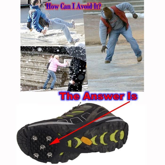 Crampons Antidérapants,Crampons à Neige,Glace Traction Crampons  Antidérapant sur Chaussures,8 Clous à Neige Grips Crampons,L - Cdiscount  Sport