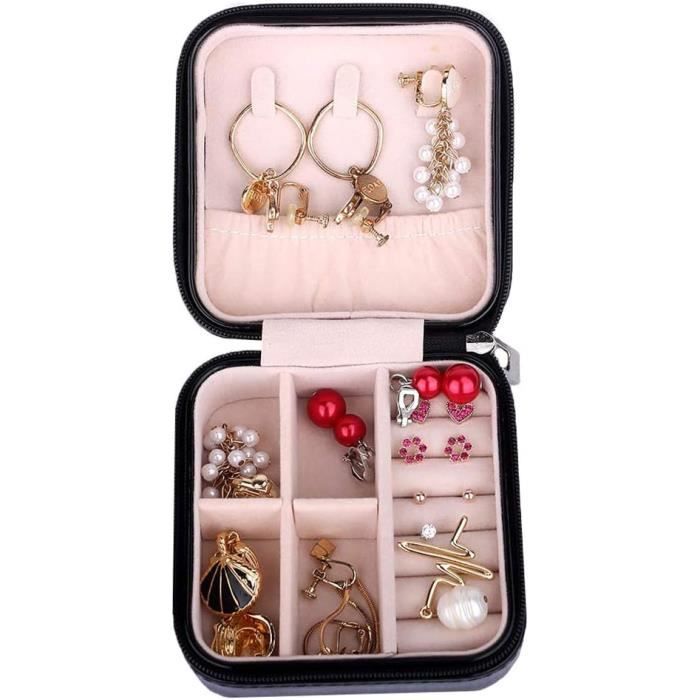 Boîte à Bijoux Velours Forme Coquillage - Pour Boucles D'oreilles, Bagues - Petit Rangement Portable