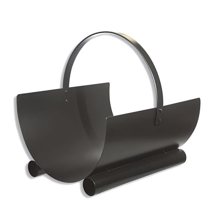 Panier à Bûches Pour Cheminée Relaxdays - Fonte Massive, HxLxP 15 X 37 X 26 Cm, Porte-Bûches Sur Pieds Noir
