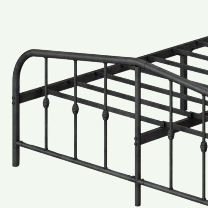 Cadre De Lit Novilla 140x190 Cm - Plateforme Métallique Avec Rangement, Facile à Monter, Noir