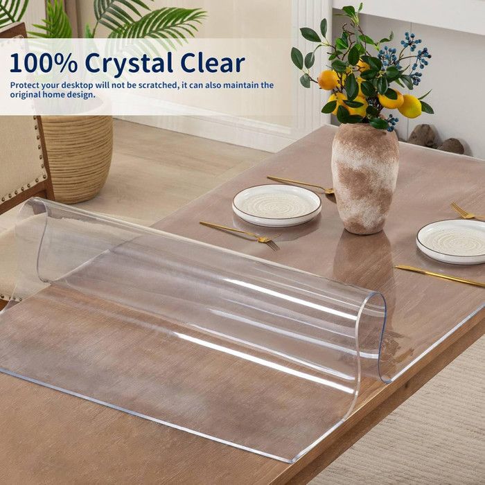 Royhom Nappe Transparente Épaisse 2mm 75 X 120 Cm - Protection Table Imperméable PVC