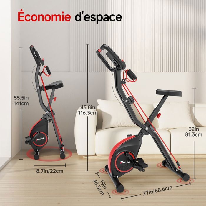 PASYOU PX08 Vélo D'Appartement Pliable en X-Bike 16 niveaux de