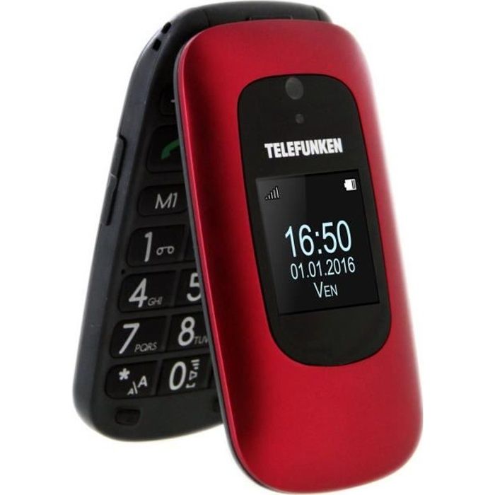 TELEFUNKEN Téléphone mobile à clapet TM 250 IZY Senior Rouge