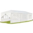 DREAMADE Tente de Réception 3x9 M Pliable en Tube Fer, Tonnelles en 8 Tissu PE, Pavillon de Jardin avec 3 Fenêtres pour Fête, Blanc-0