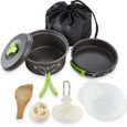C03 -Kit de vaisselle de Camping en plein air, ustensiles de cuisine en plein air, cuillère pliable, fourchette, couteau, bouilloire-0
