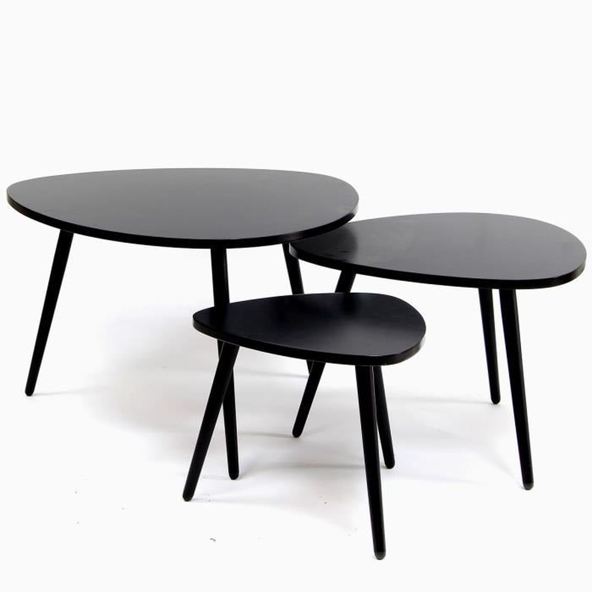 Table Gigogne Forme Galet Set De 3 Couleur Noire Achat Vente