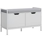 Banc meuble à chaussures - HOMCOM - 2 placards - meuble d'entrée avec coussin rembourrée - 84l x 35P x 50H cm - blanc