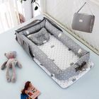 GOGOLOVING Lit De Bébé Portable En Coton Avec Oreiller Respirant - Berceau Pliable Pour Chambre-Voyage-Sieste - 85x45x12 cm - Gris Couronne
