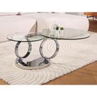 VENTE-UNIQUE Table basse JOLINE - Verre trempé & métal - Plateaux pivotants - Contemporain - Design
