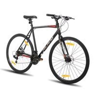 Hiland Vélo de route 28",vélo de ville avec freins à disque pour hommes et femmes,Cadre léger en alliage d'aluminium,Noir
