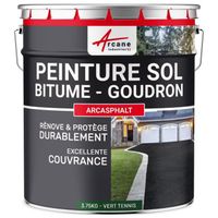 Peinture bitume goudron asphalte macadam résine sol extérieur - ARCASPHALT  Vert tennis - 3.75 Kg pour 7.5m2 en 2 couches